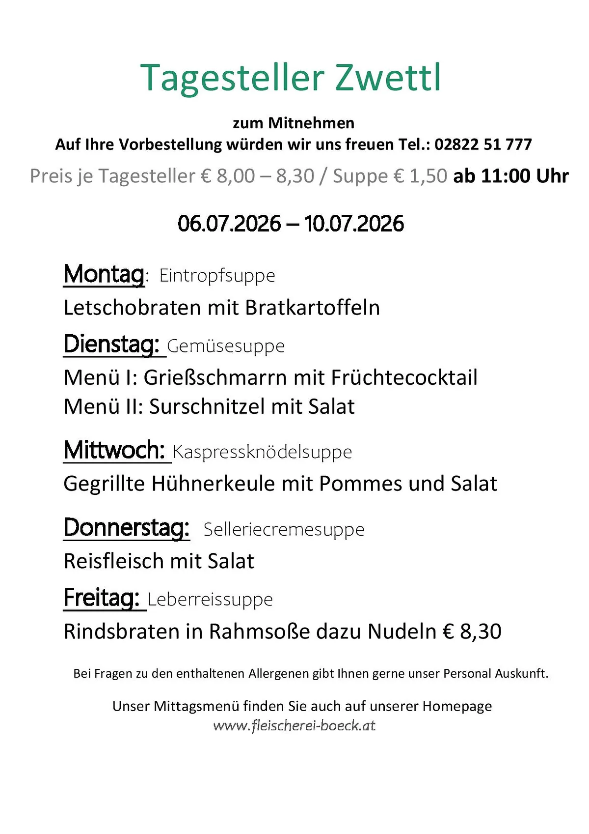 Tagesteller Zwettel