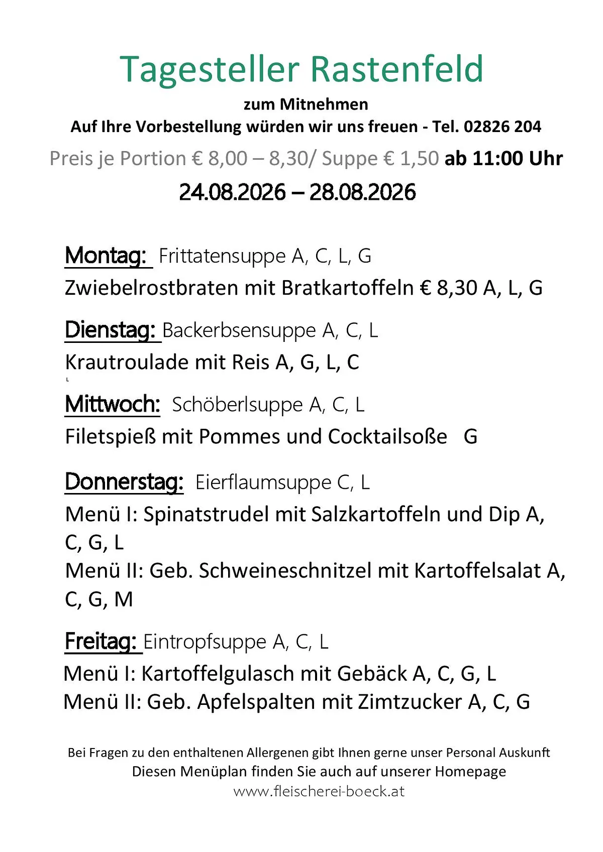 Tagesteller Rastenfeld