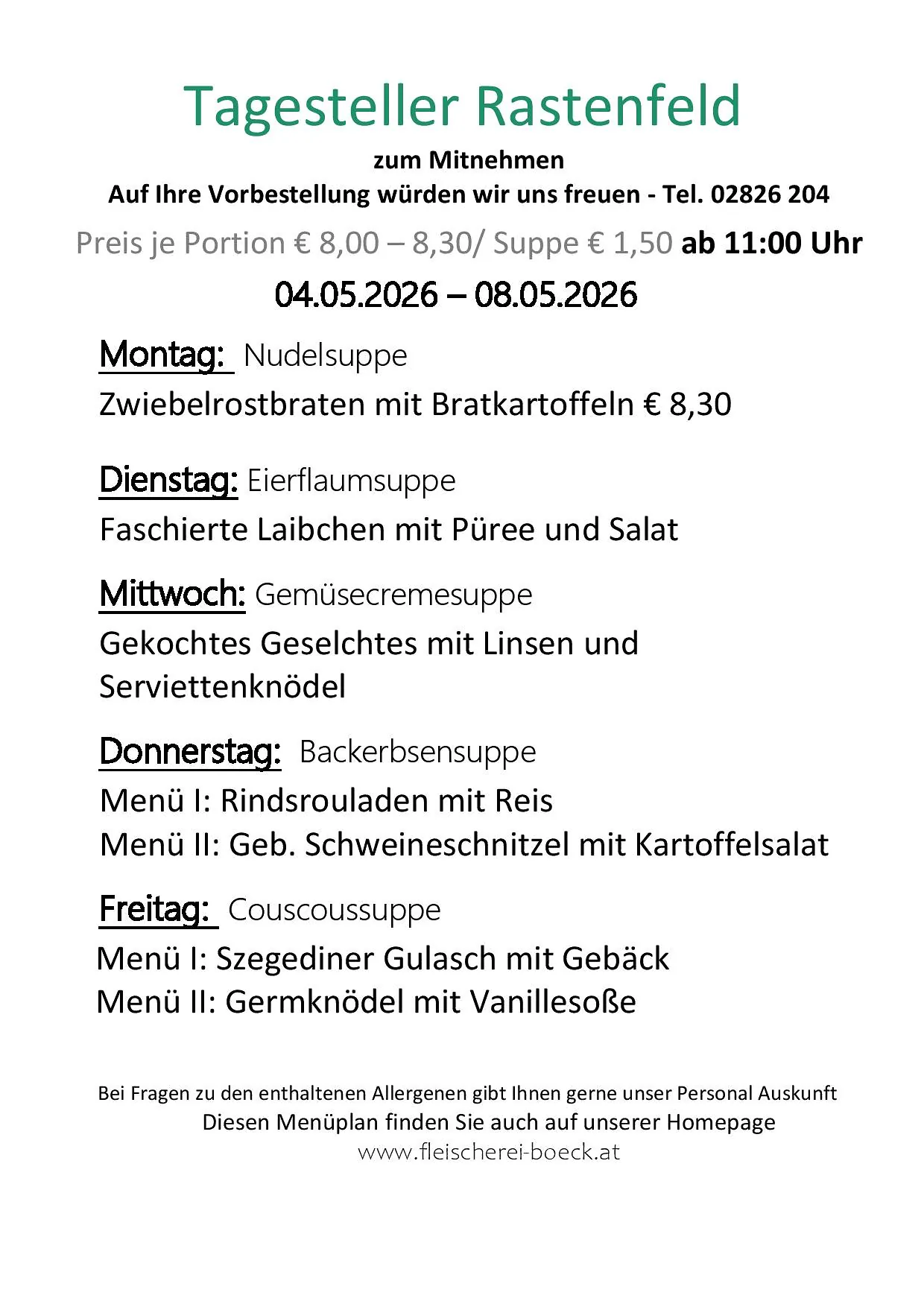 Tagesteller Rastenfeld