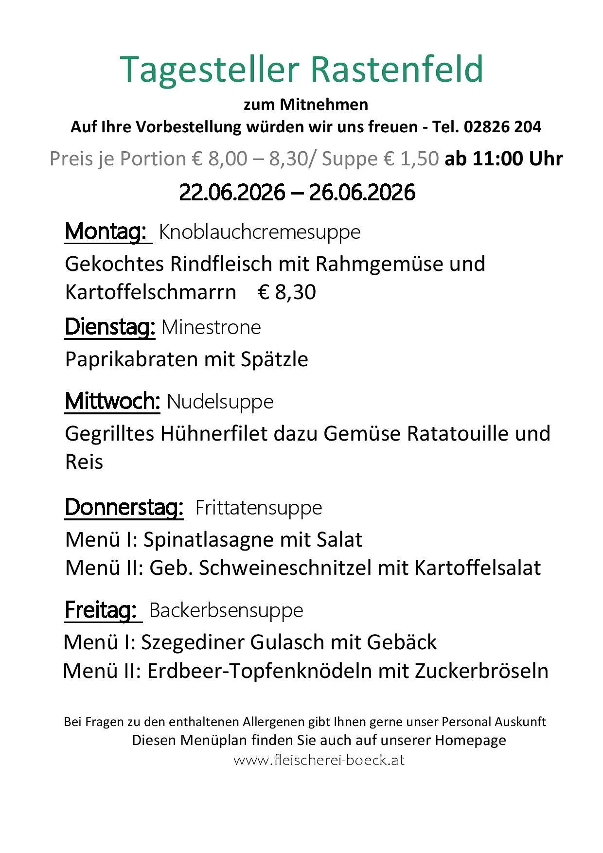 Tagesteller Rastenfeld