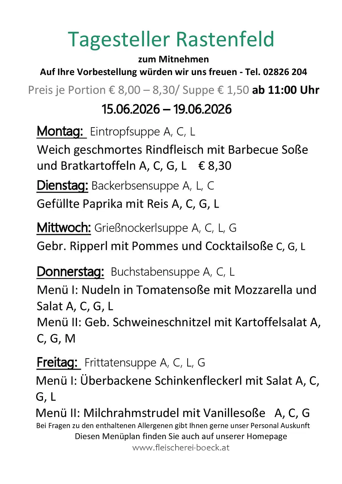 Tagesteller Rastenfeld