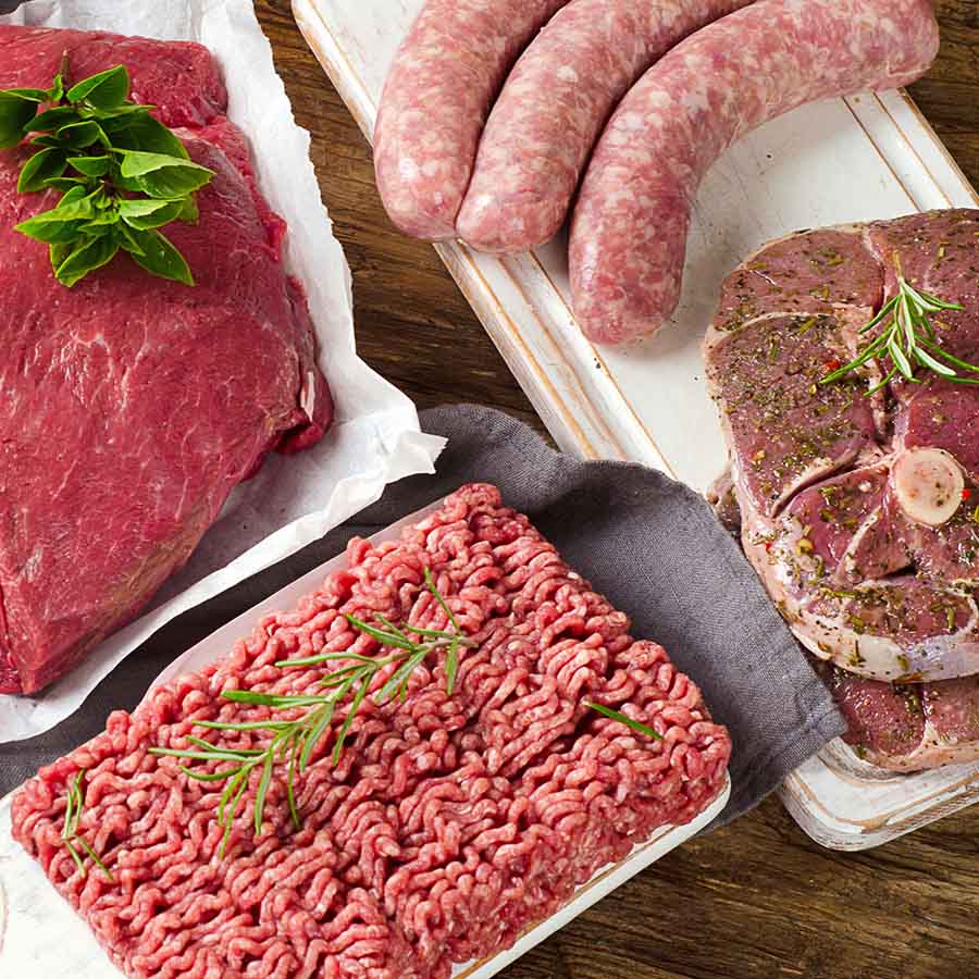 Fleischauswahl, Wurstwaren, Faschiertes, Kotelett