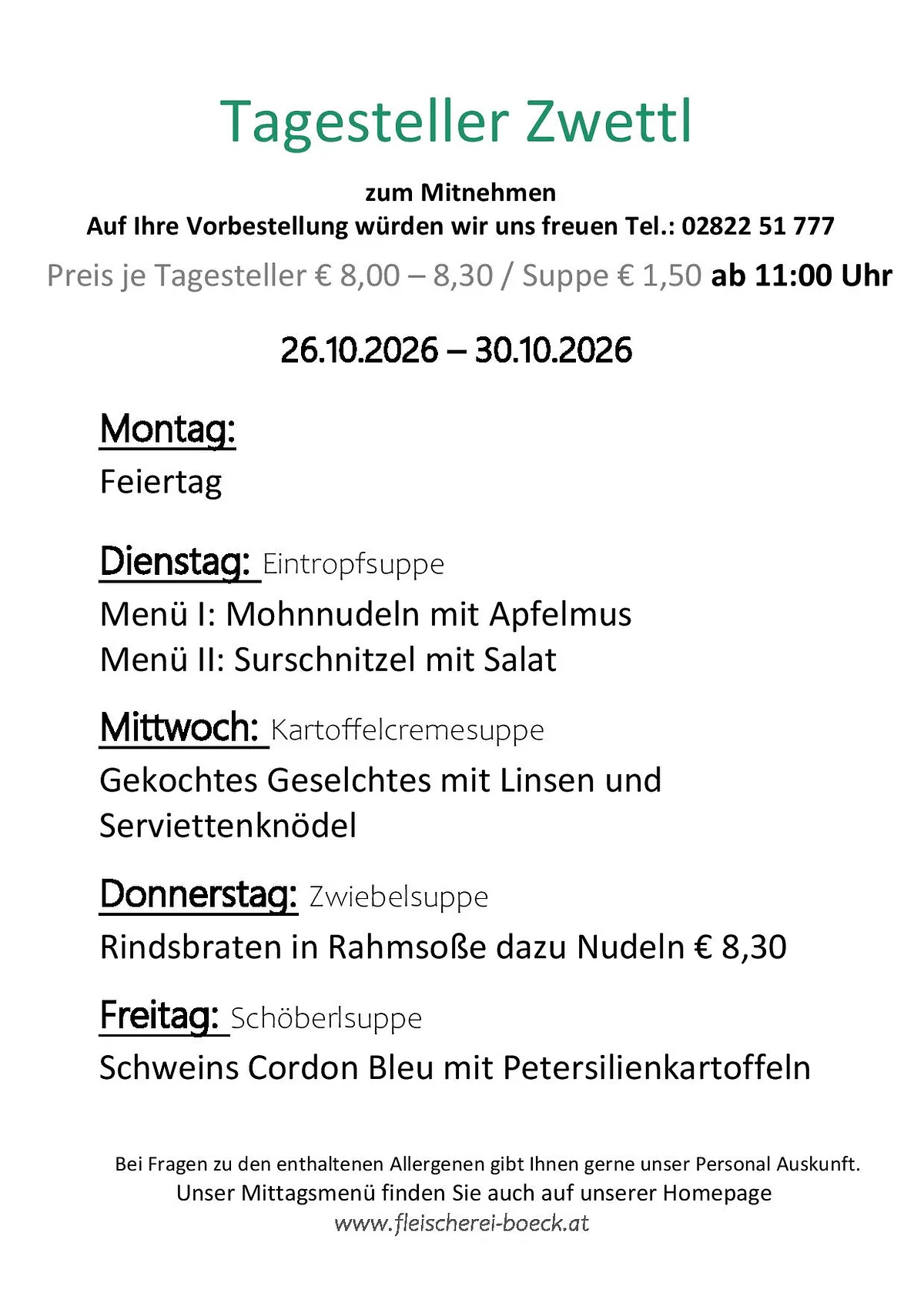 Tagesteller Zwettel
