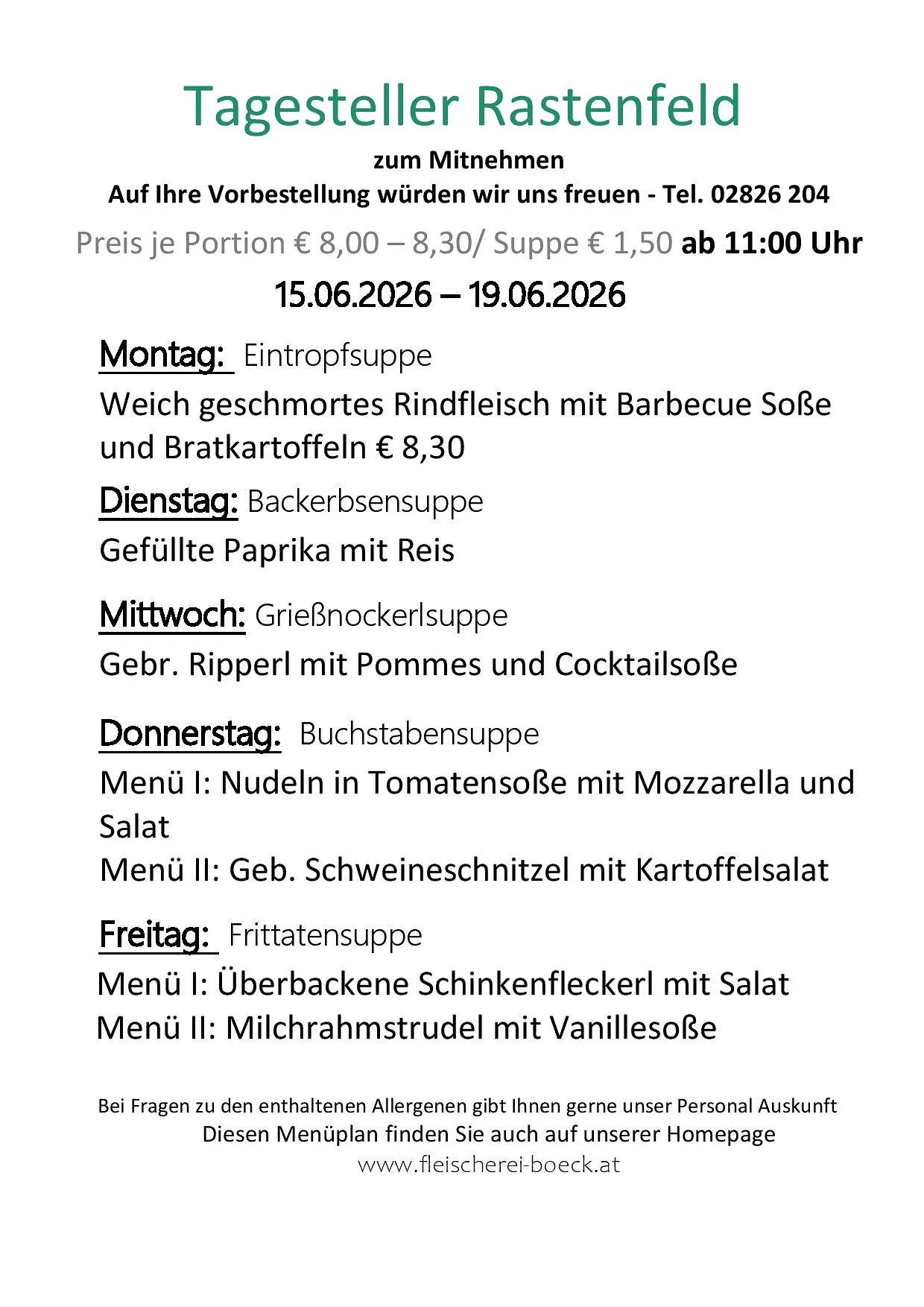 Tagesteller Rastenfeld
