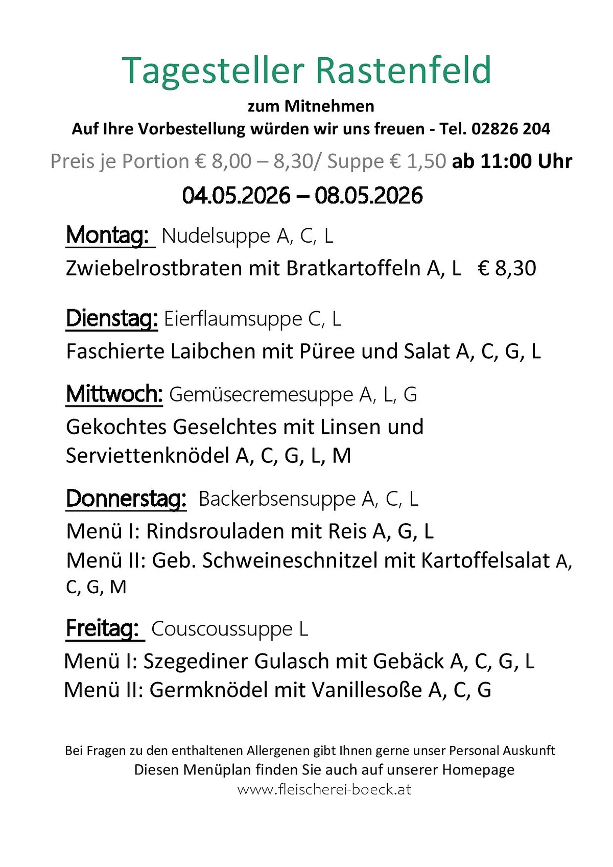 Tagesteller Rastenfeld