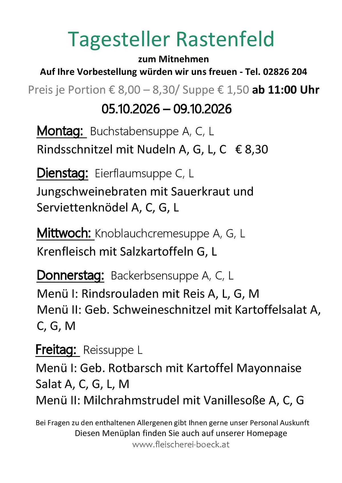 Tagesteller Rastenfeld