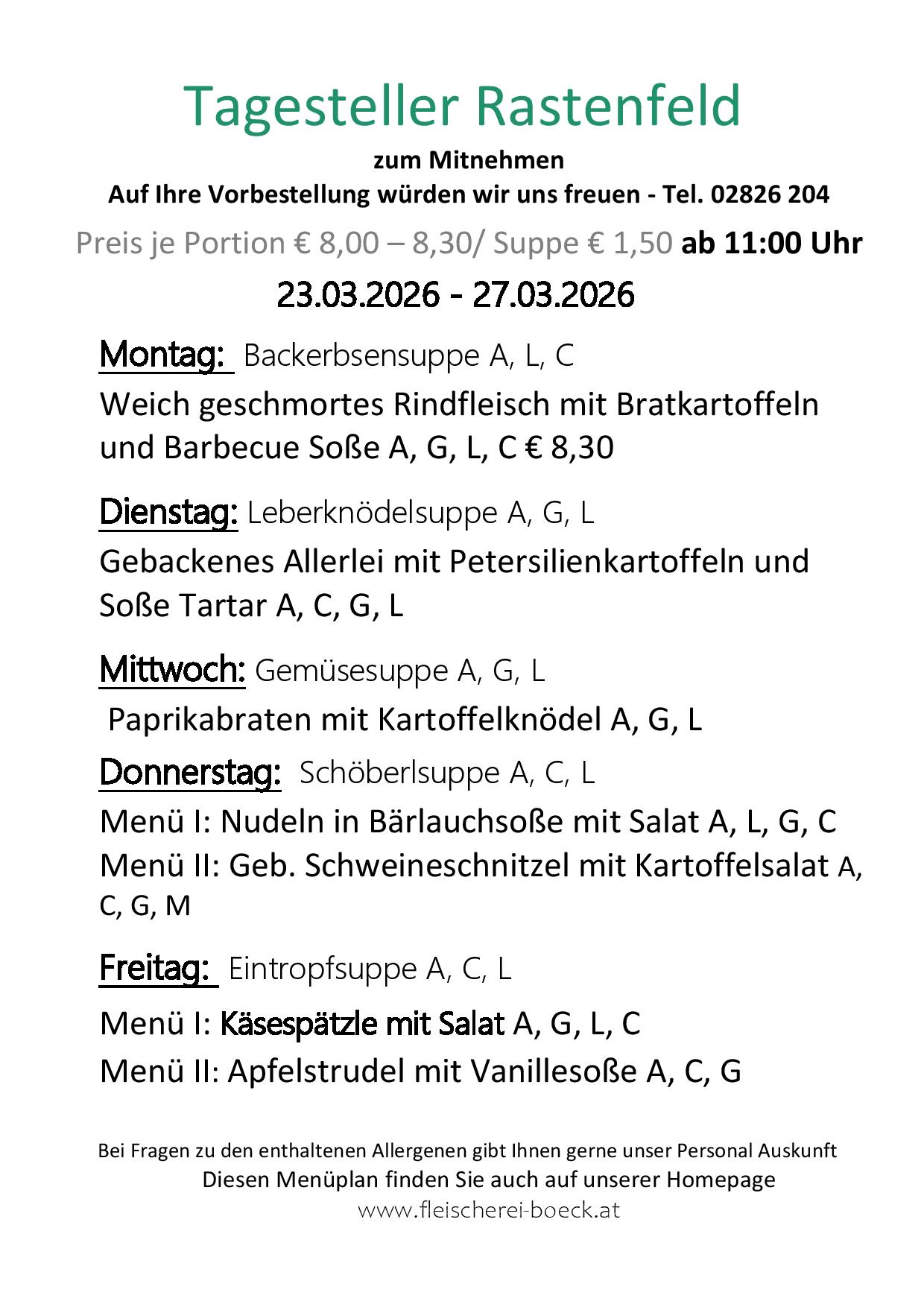 Tagesteller Rastenfeld