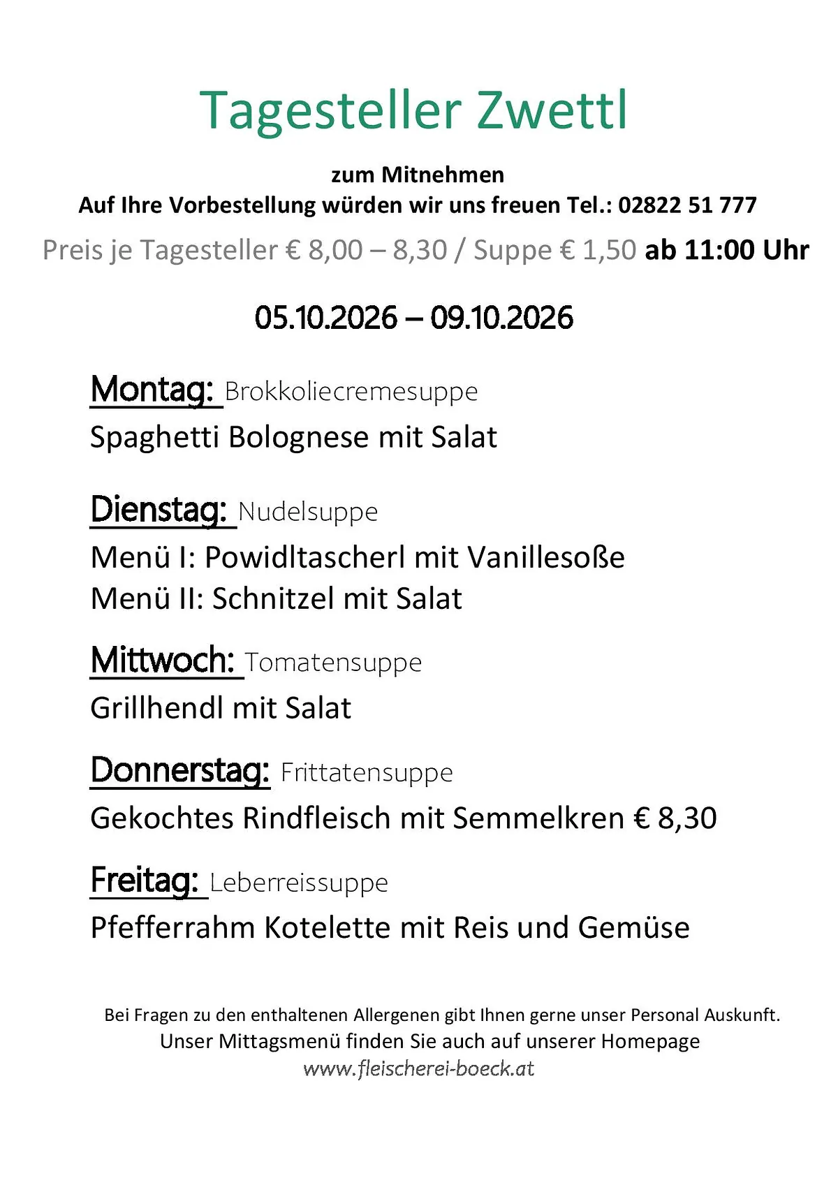 Tagesteller Zwettel