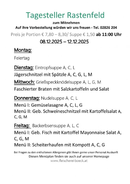 Tagesteller Rastenfeld