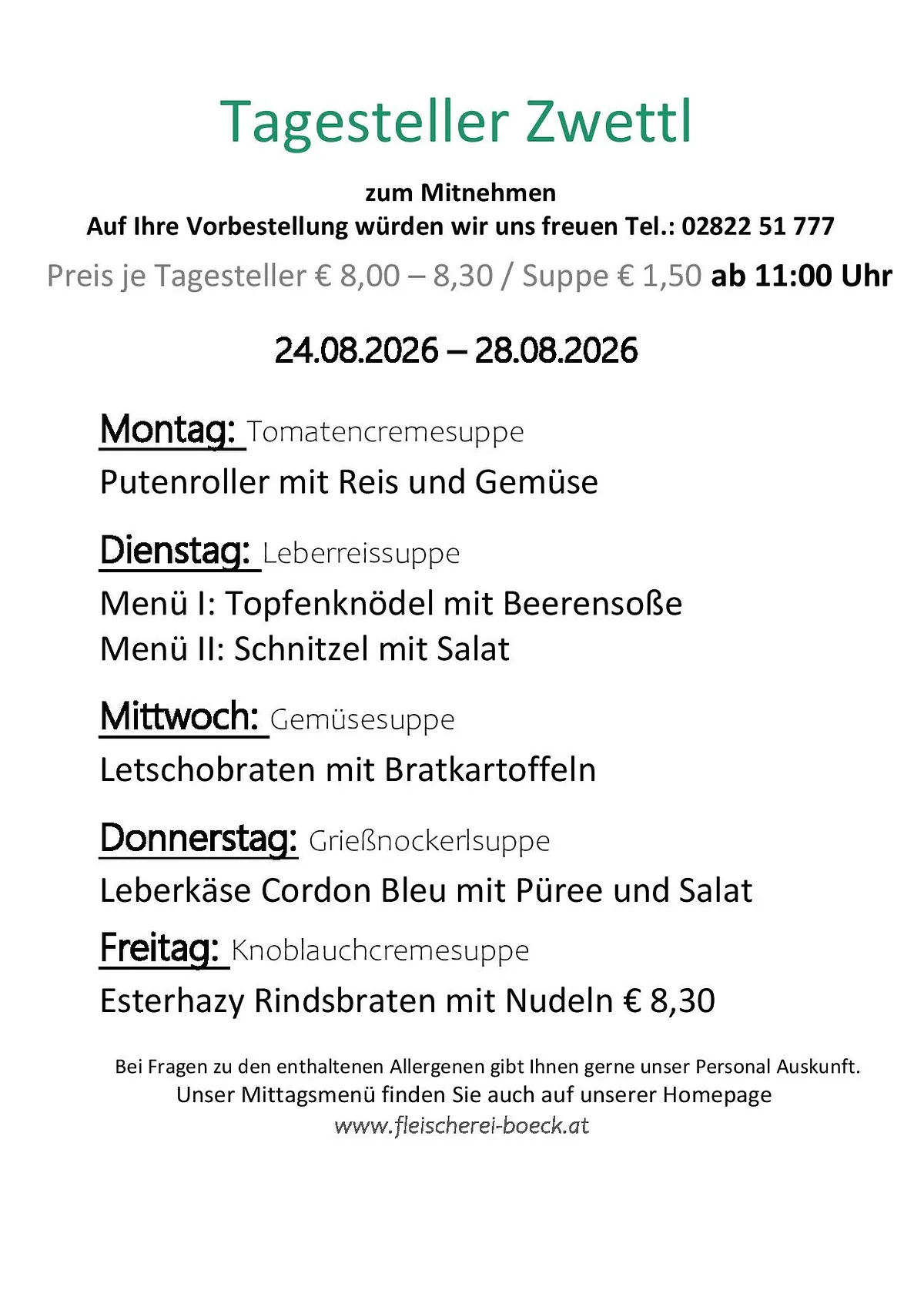 Tagesteller Zwettel
