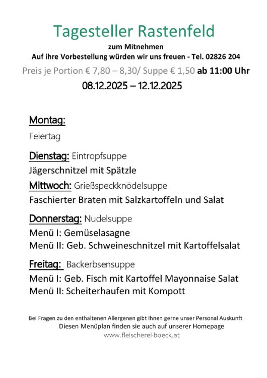 Tagesteller Rastenfeld