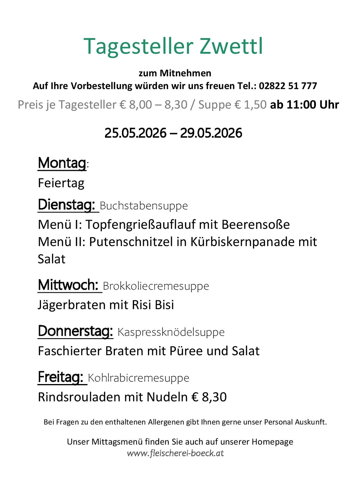 Tagesteller Zwettel