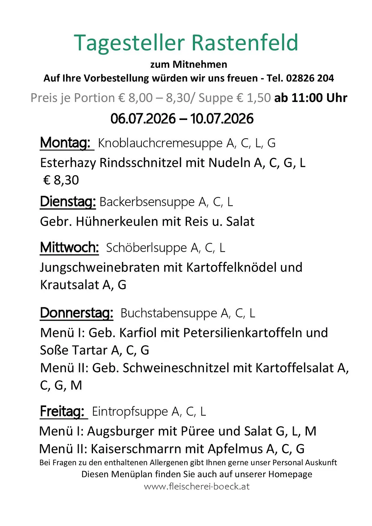 Tagesteller Rastenfeld