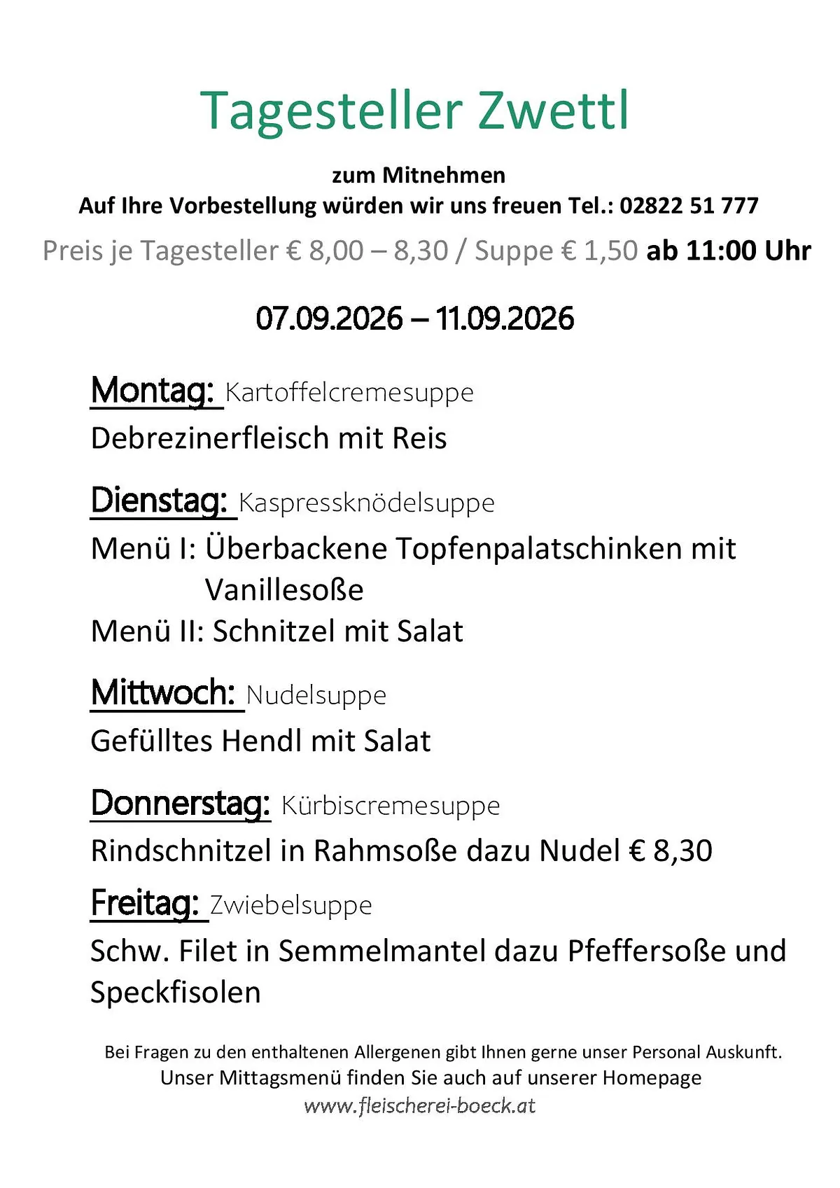 Tagesteller Zwettel
