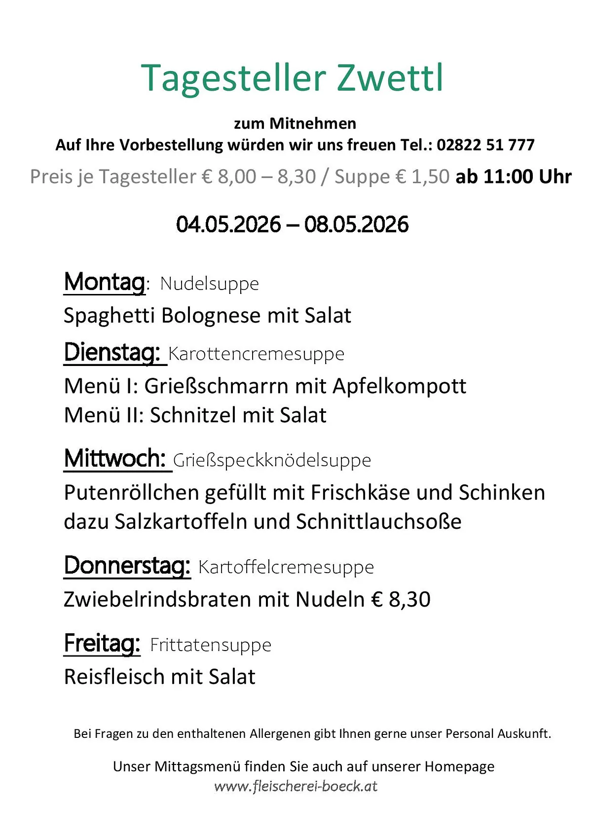 Tagesteller Zwettel