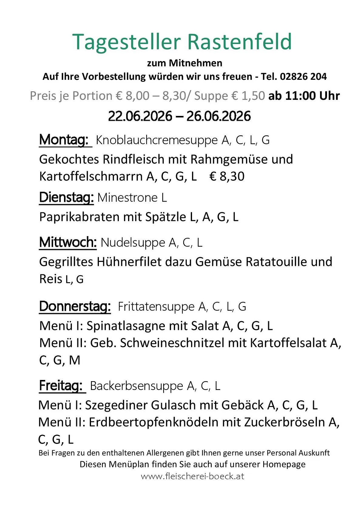 Tagesteller Rastenfeld