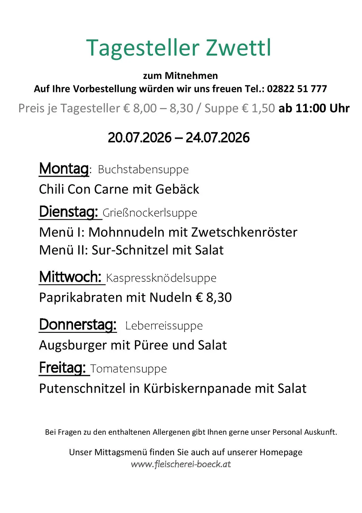 Tagesteller Zwettel