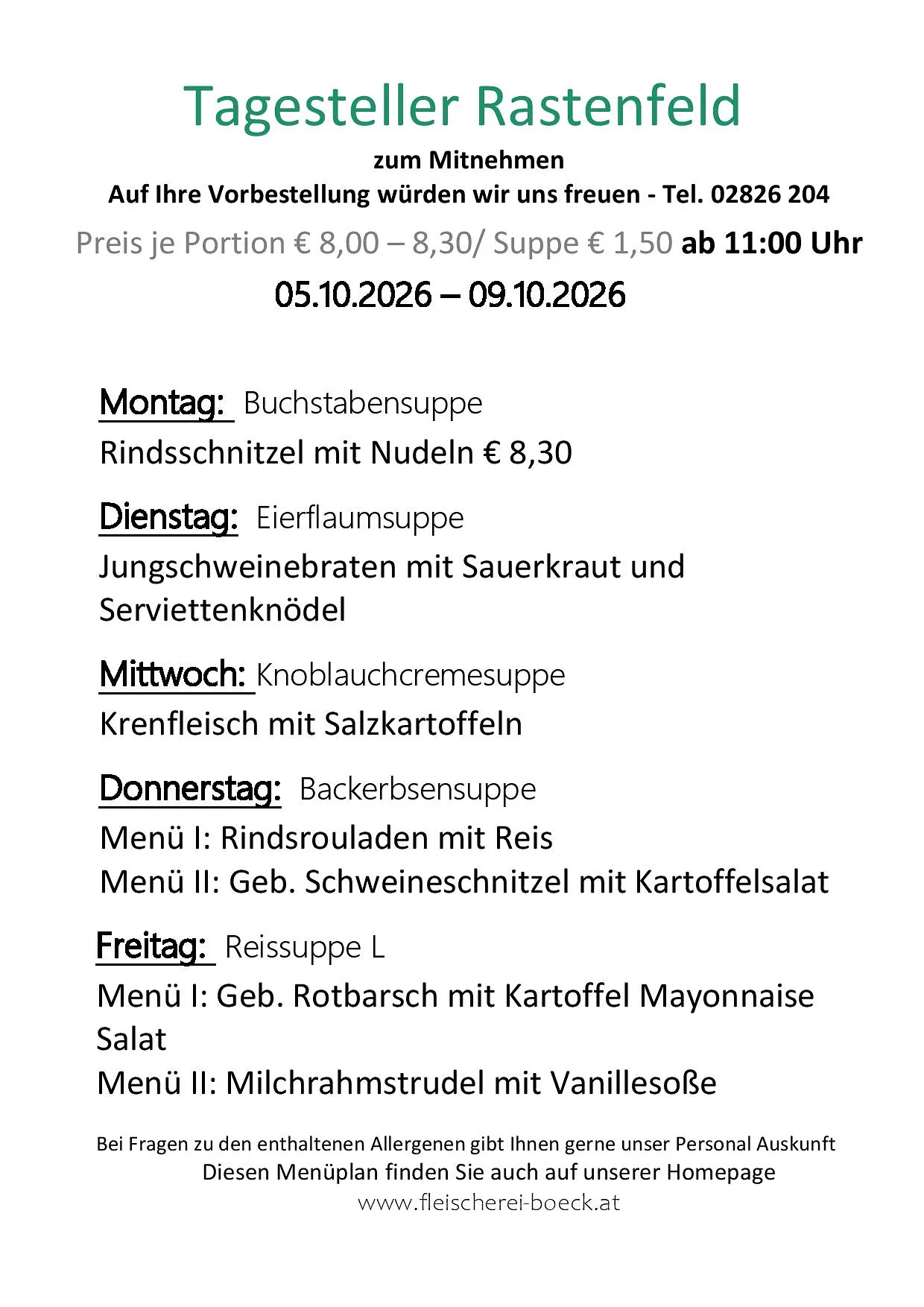 Tagesteller Rastenfeld