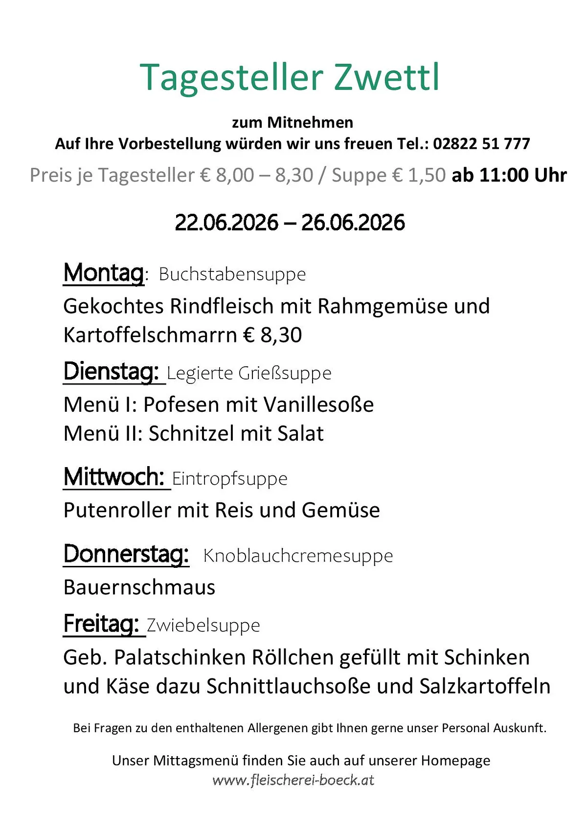 Tagesteller Zwettel