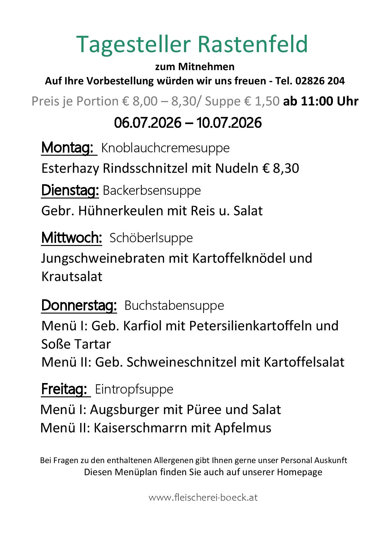 Tagesteller Rastenfeld