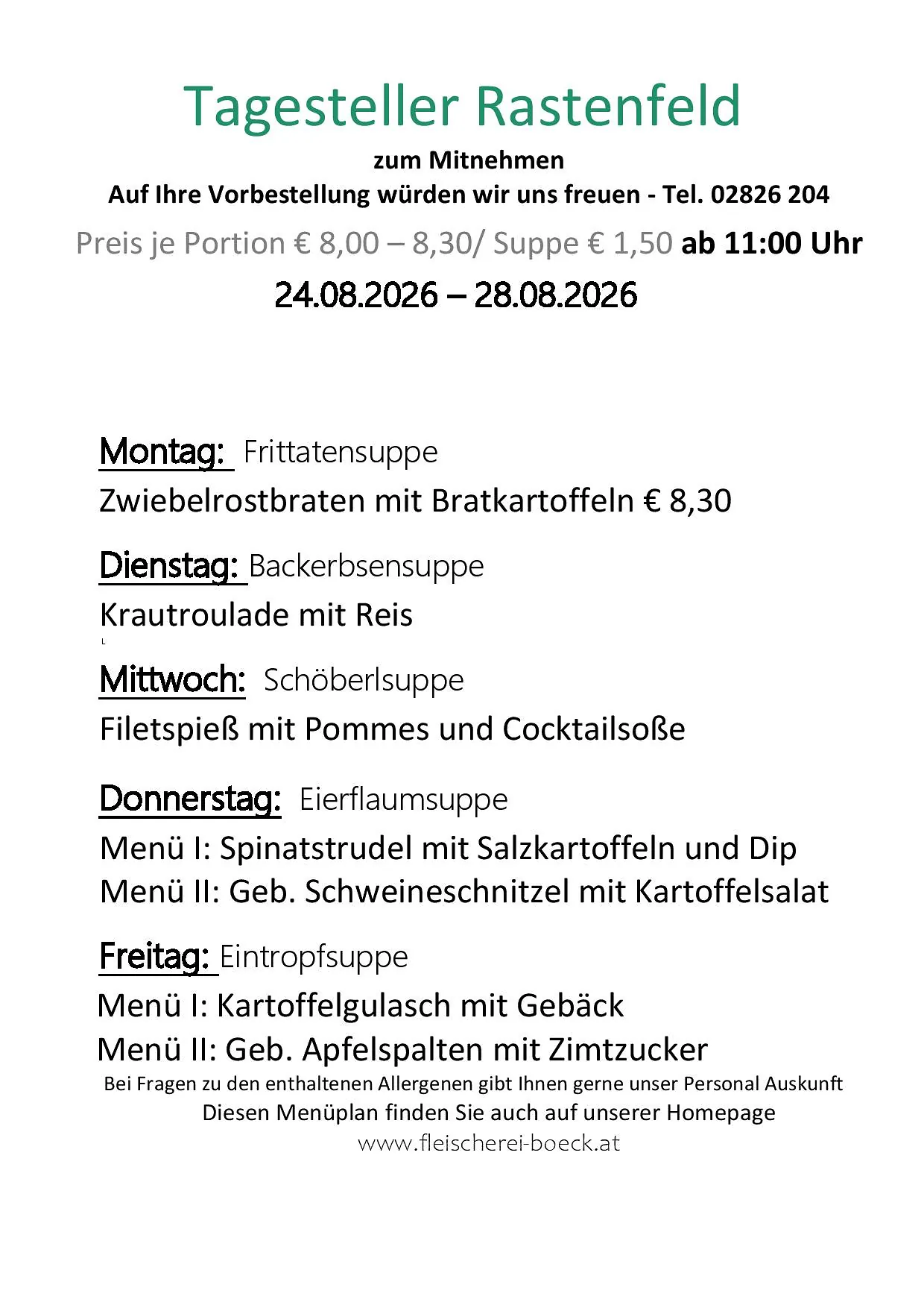 Tagesteller Rastenfeld